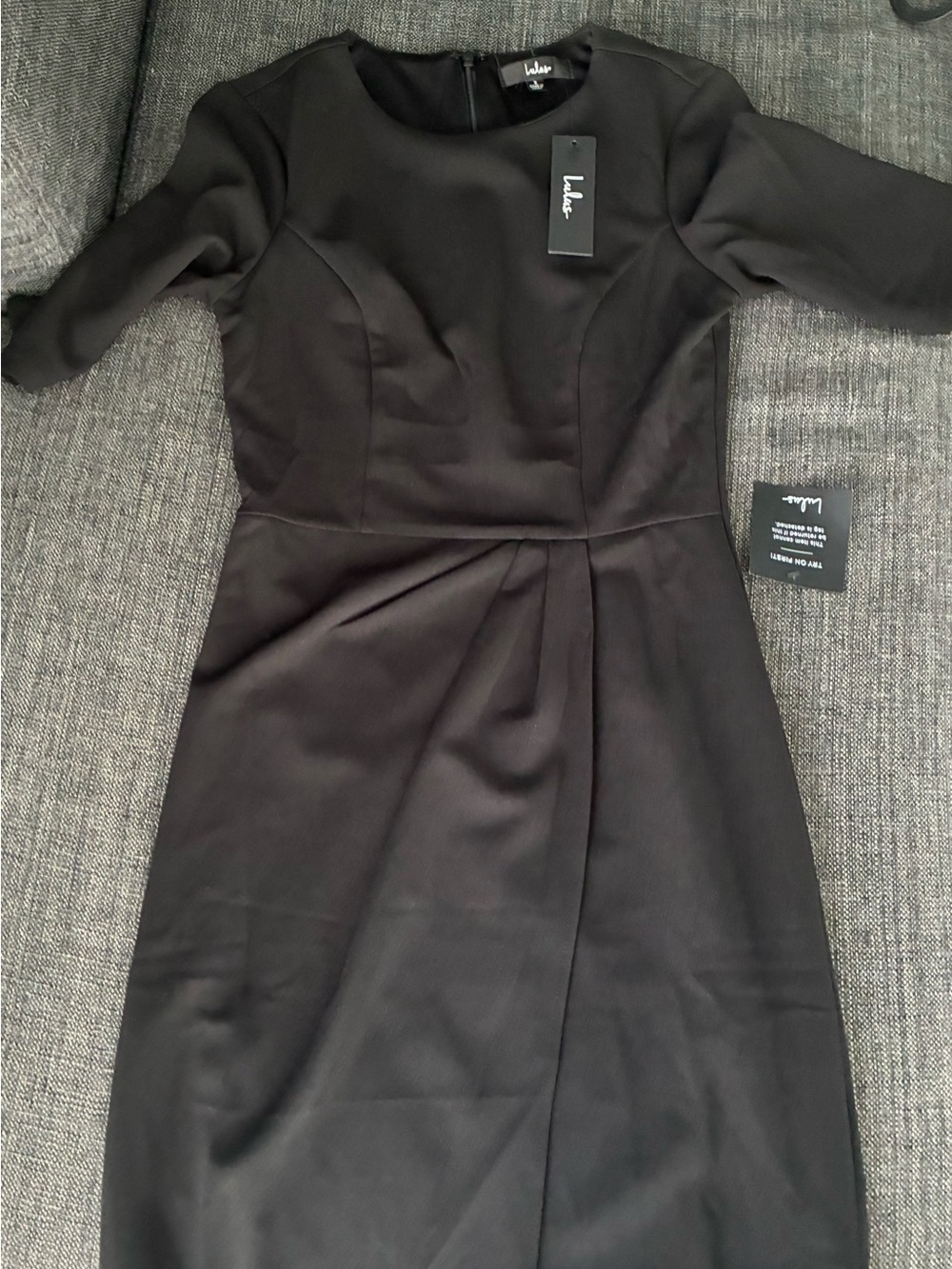 Lulus Westwood Half Sleeve Draped Sheath Dress in Black. NWT - Picture 2 of 2